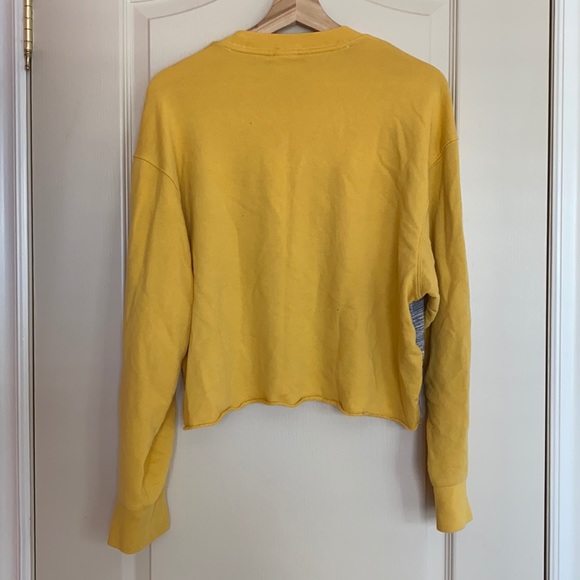 PINK Crewneck Crop Top with Button Sleeves - Picture 2 of 4